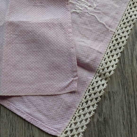 Vintage Mauve Tea Towel Napkin Monogram W Light Purple Retro Kitchen Dining - Picture 9 of 9